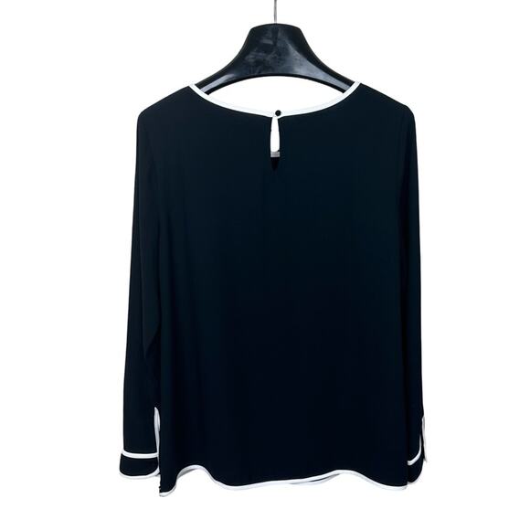 Black long sleeve Talbots dress shirt with lines collar and cuffs side zip - Picture 2 of 6